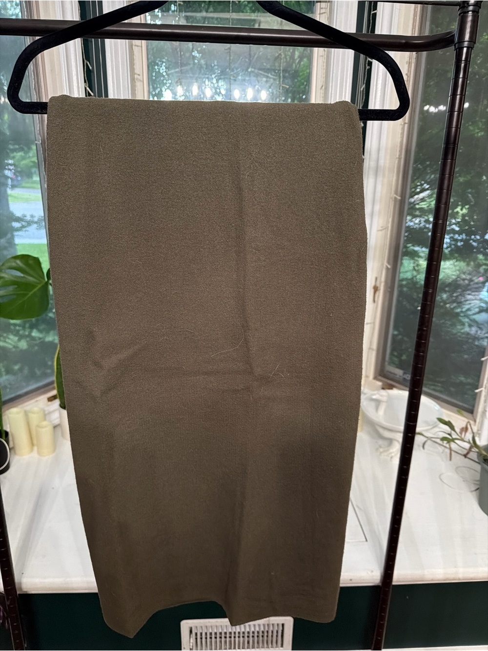 Babaton Olive Knit Pencil Skirt